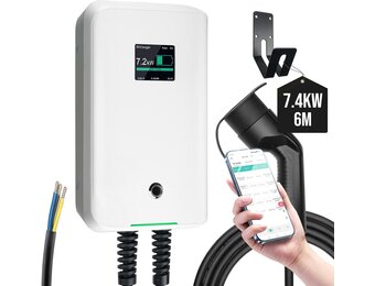Morec ev oplader type 2 7kW 32A eenfasig met app, ondersteunt bluetooth- en wifi-verbinding, ev laadstation IEC 62196-2 standaardstekker