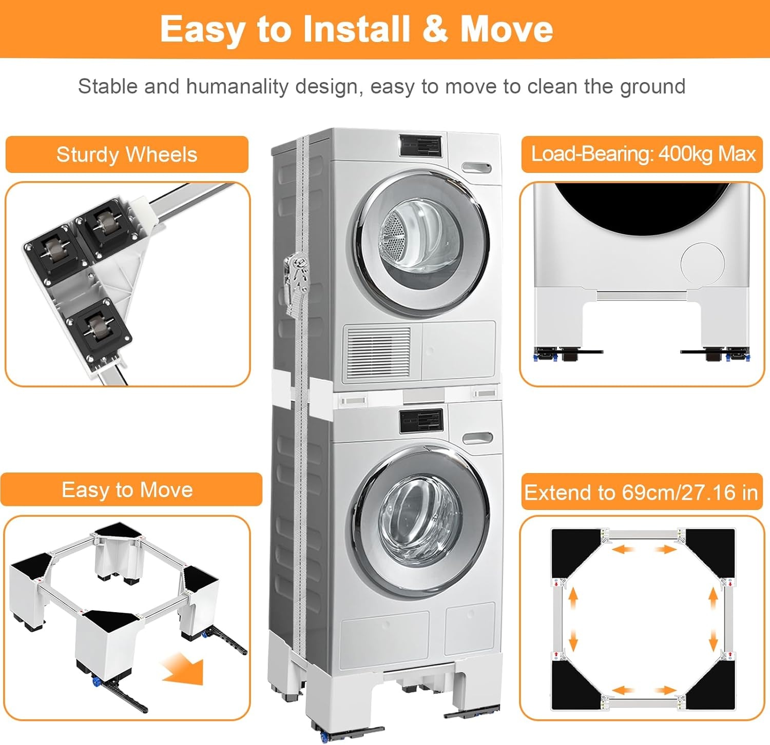 Wasmachinebasis Verrijdbaar & Verstelbaar - 34% Korting!