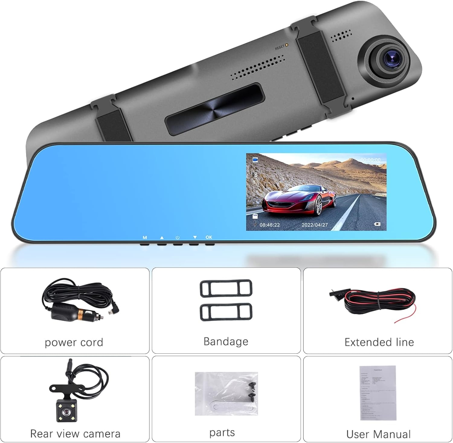 Dashcam Achteruitkijkspiegel met Achteruitrijcamera - 34% Korting!