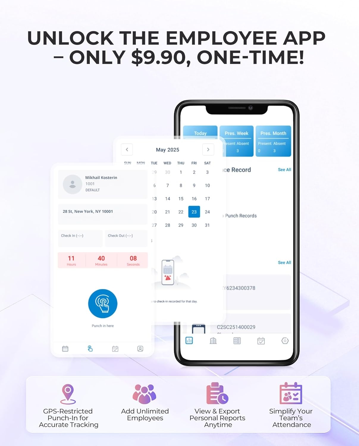 NGTeco TC4 Tijdregistratie Horloge - 34% Korting!