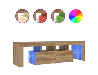 TV-meubel met LED - 140cm - Artisanaal Eiken - Nu 52% Korting!