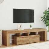 TV-meubel met LED - 140cm - Artisanaal Eiken - Nu 52% Korting!