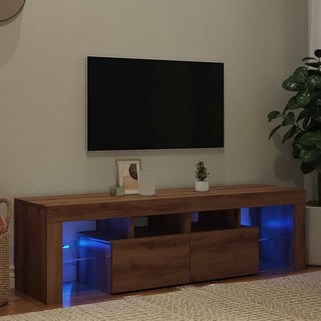 TV-meubel met LED - 140cm - Artisanaal Eiken - Nu 52% Korting!