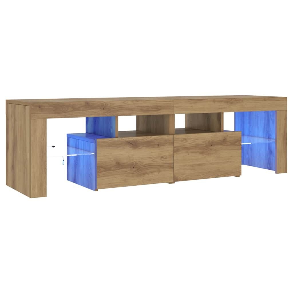 TV-meubel met LED - 140cm - Artisanaal Eiken - Nu 52% Korting!