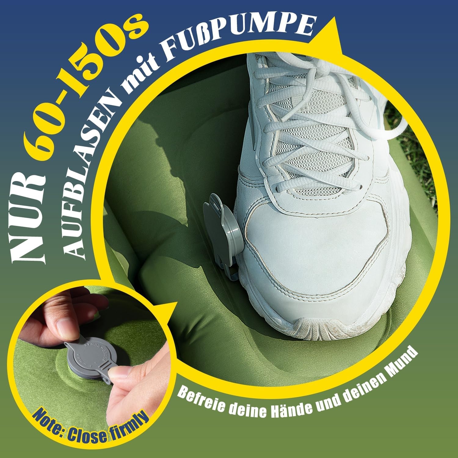 Dubbele Zelfopblaasbare Slaapmat 12cm Dik met Voetpomp & Kussen (34% Korting)