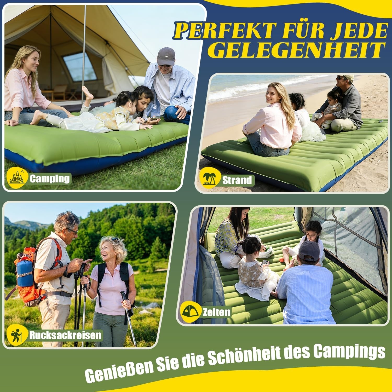 Dubbele Zelfopblaasbare Slaapmat 12cm Dik met Voetpomp & Kussen (34% Korting)