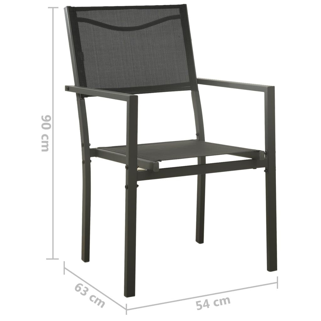 vidaXL Tuinstoelen (2 st.) - Textileen & Staal - Zwart/Antraciet - 34% Korting