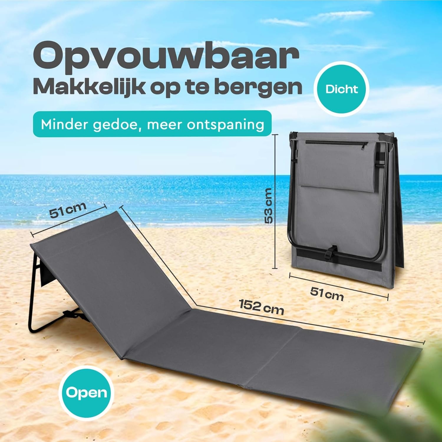 Strandmatten Set (2x) Grijs - 35% Korting - Opvouwbaar
