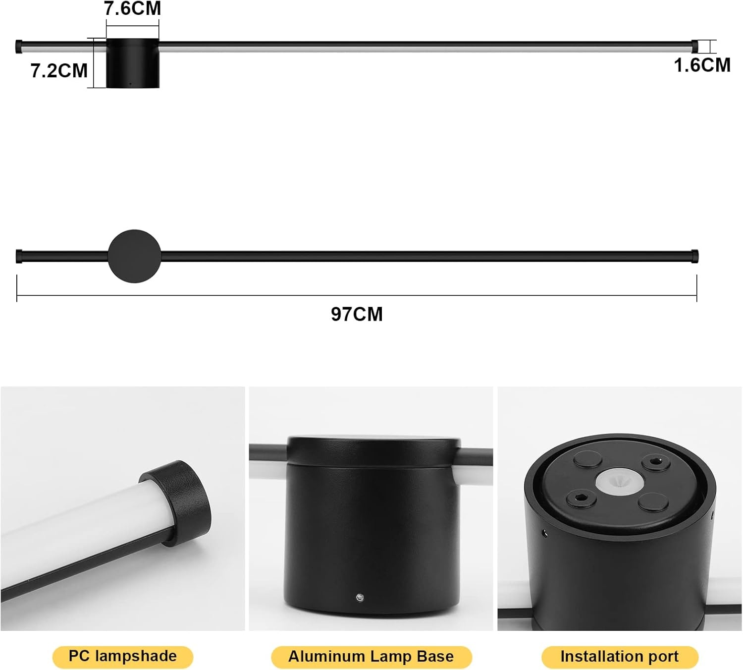 Lange Zwarte LED Wandlamp 97cm - 51% Korting!