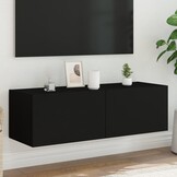 TV-wandmeubel met LED Zwart - 60% Korting
