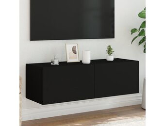 TV-wandmeubel met LED Zwart - 60% Korting