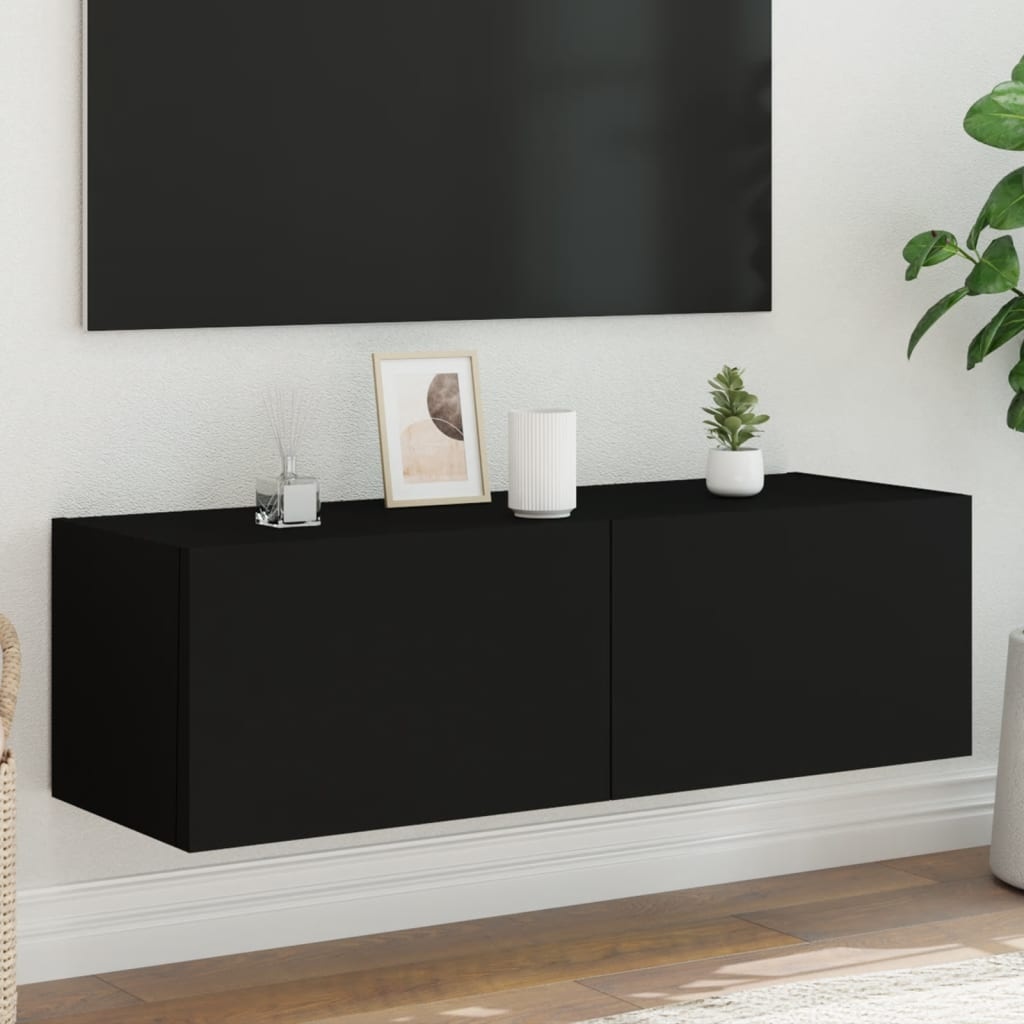 TV-wandmeubel met LED Zwart - 60% Korting