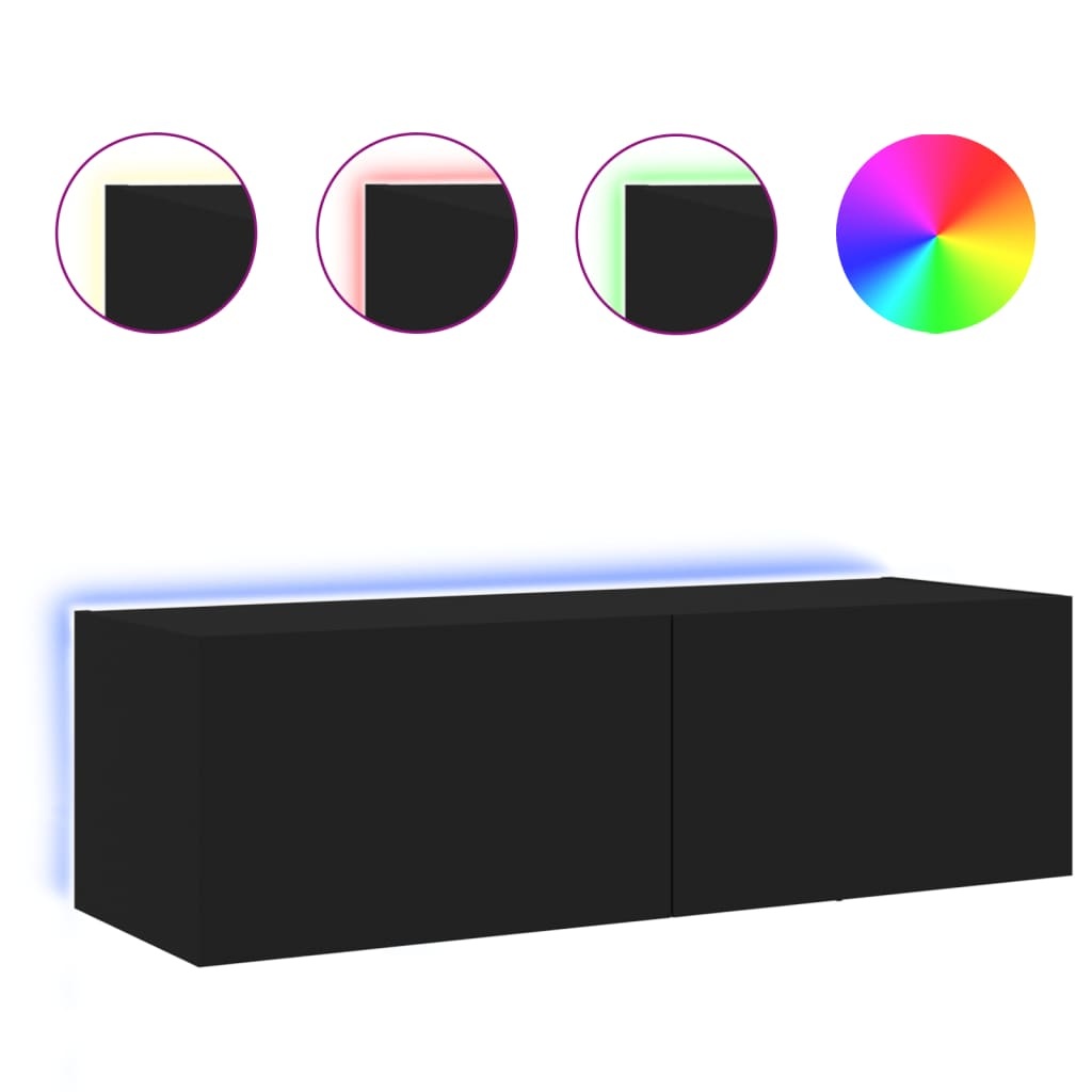 TV-wandmeubel met LED Zwart - 60% Korting