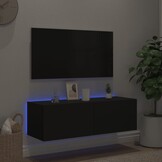 TV-wandmeubel met LED Zwart - 60% Korting