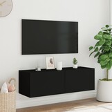 TV-wandmeubel met LED Zwart - 60% Korting