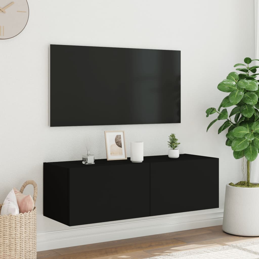 TV-wandmeubel met LED Zwart - 60% Korting