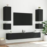 TV-wandmeubel met LED Zwart - 60% Korting