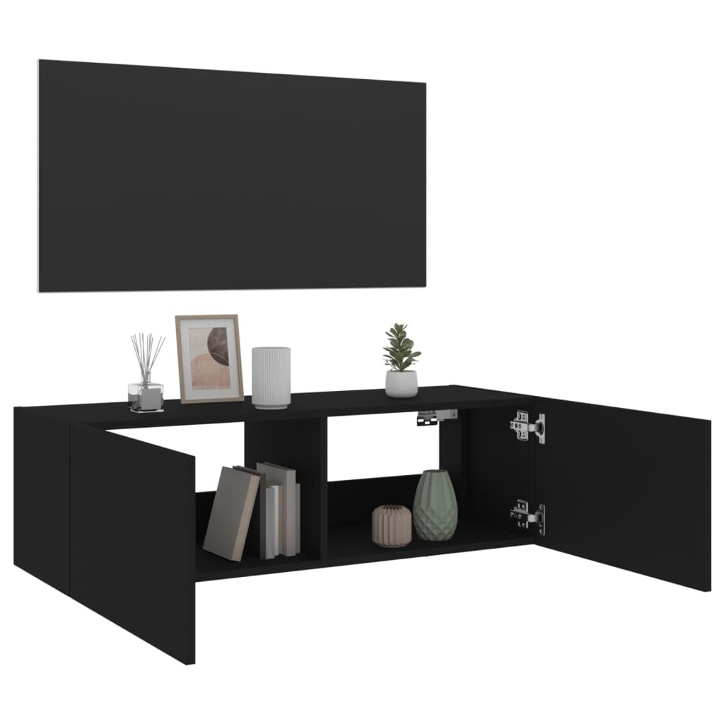 TV-wandmeubel met LED Zwart - 60% Korting