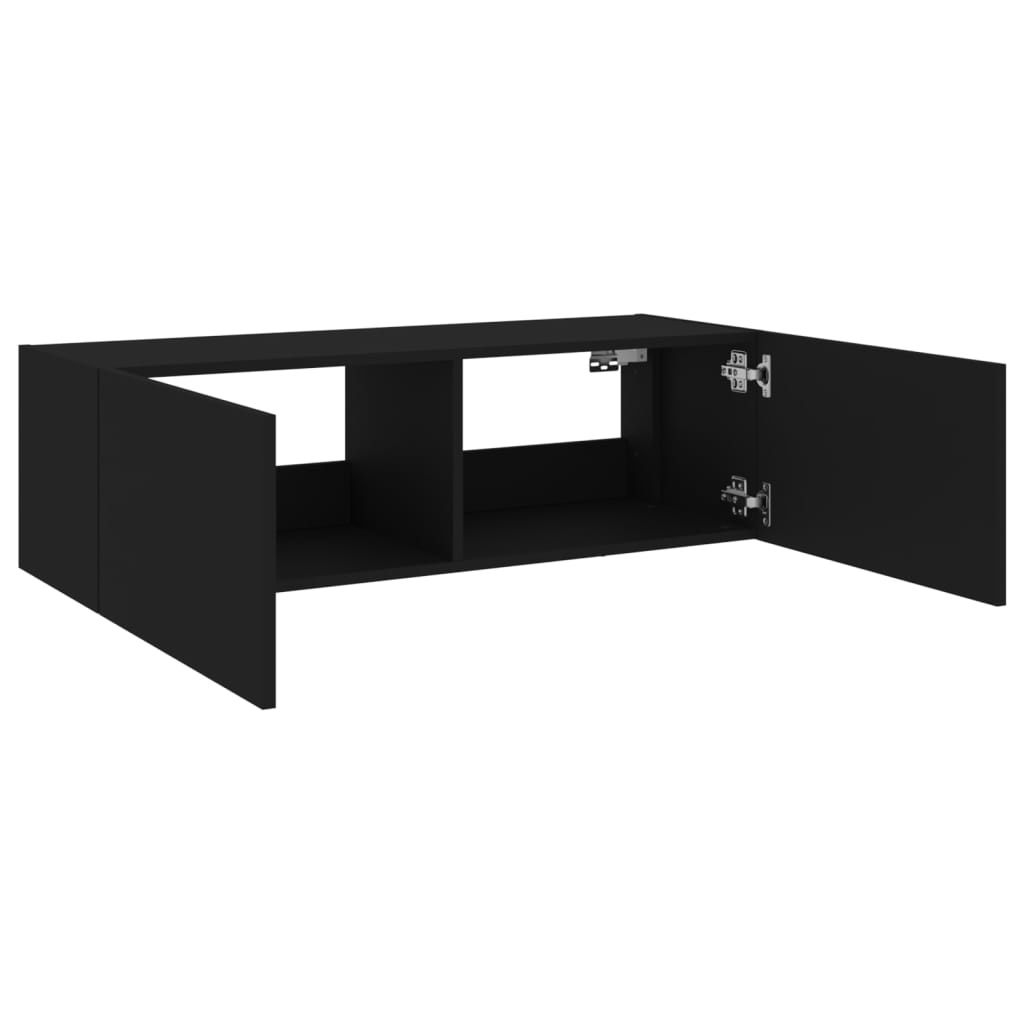 TV-wandmeubel met LED Zwart - 60% Korting