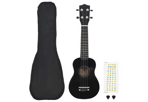 vidaXL Ukuleleset voor kinderen - 21'' Sopraan - Zwart (35% Korting!)