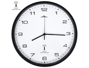 Radiogestuurde Wandklok 31cm Wit/Zwart - 28% Korting!