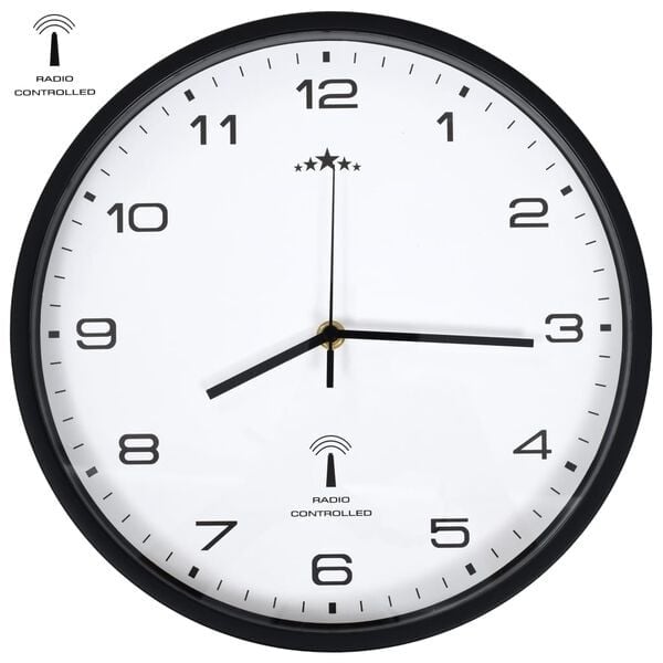 Radiogestuurde Wandklok 31 cm Wit/Zwart - 55% Korting