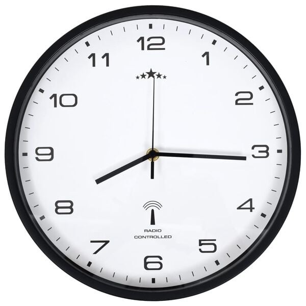 Radiogestuurde Wandklok 31 cm Wit/Zwart - 55% Korting