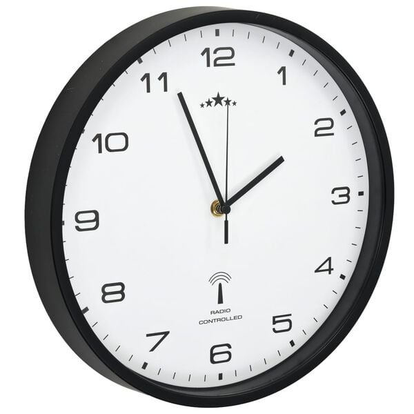 Radiogestuurde Wandklok 31 cm Wit/Zwart - 55% Korting