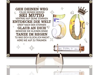 Cadeau voor 50e Verjaardag Man/Vrouw: Geldcadeau & Fotolijst met Persoonlijke Boodschap