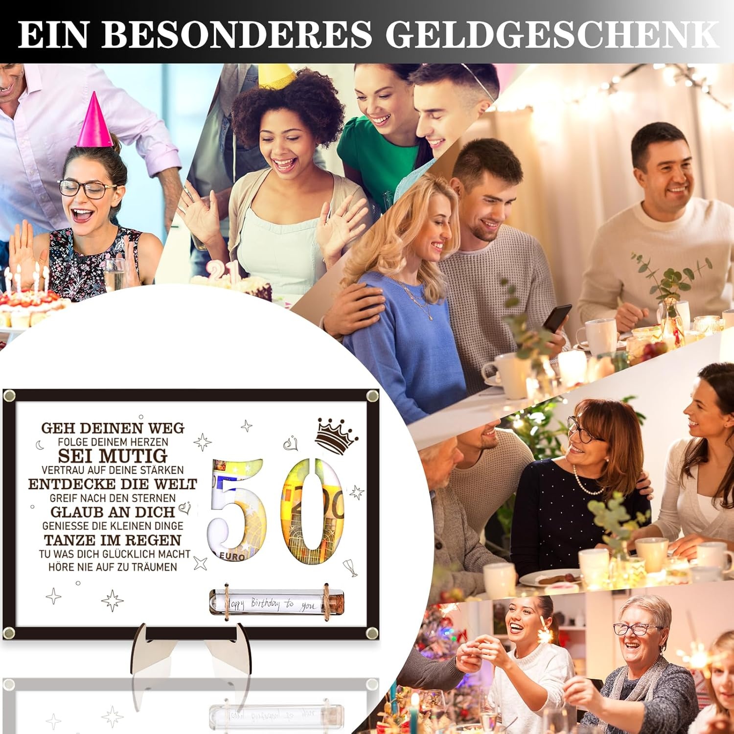 Geldcadeau Fotolijst 50 Jaar (Man/Vrouw) - Compleet Cadeauset