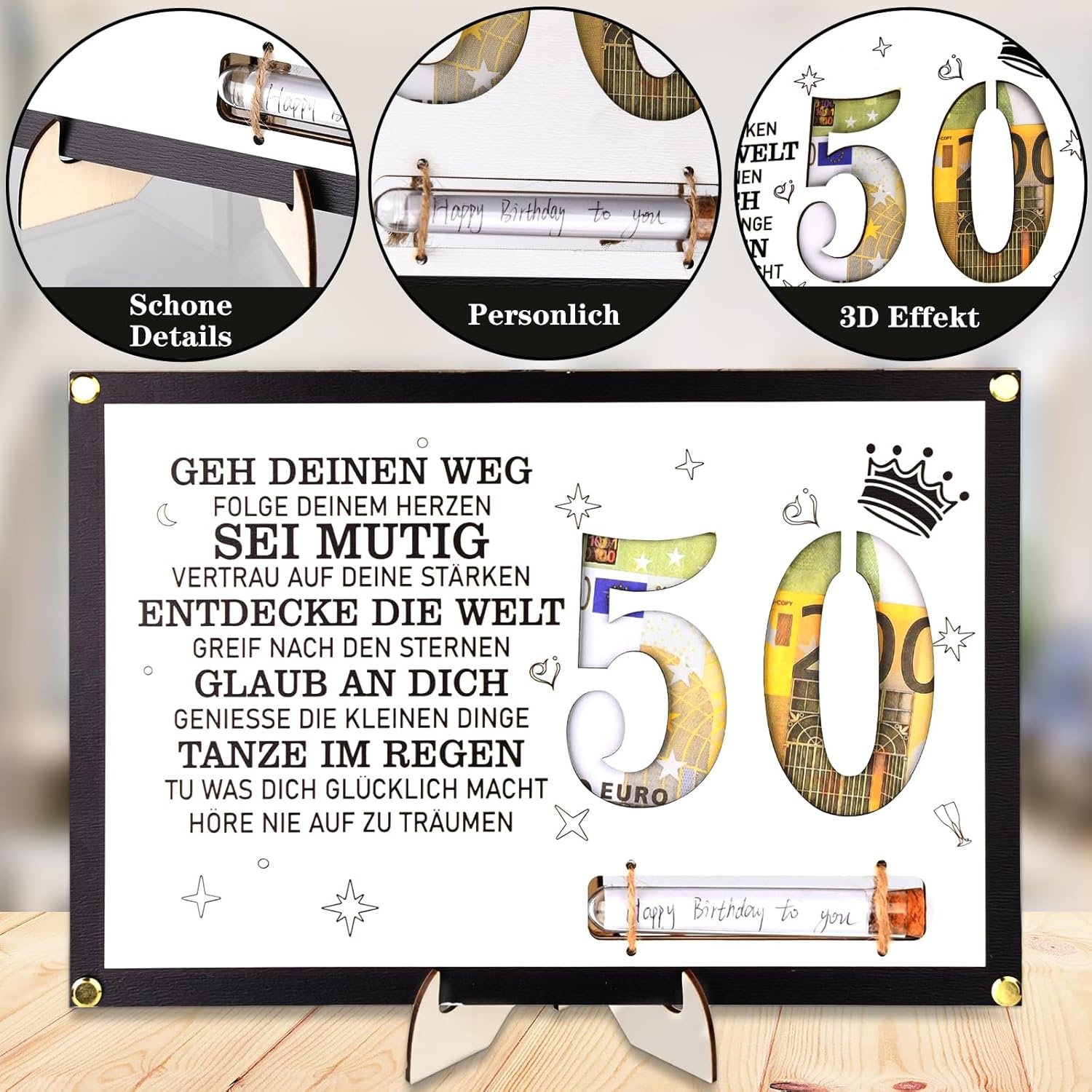 Geldcadeau Fotolijst 50 Jaar (Man/Vrouw) - Compleet Cadeauset