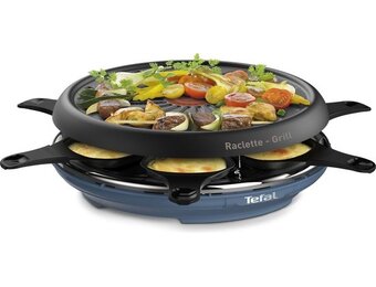 Gourmetset 6 Personen Donkerblauw - Raclette, Crêpes & Plancha - Anti-aanbaklaag, Compact, Thermo-Spot