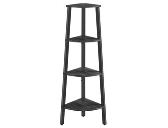 Hoekplank 4-laags ladderplank industrieel design houtskoolgrijs matzwart 33.4x33.4x125 cm
