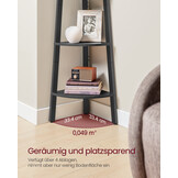 Hoekplank 4-laags ladderplank industrieel design houtskoolgrijs matzwart 33.4x33.4x125 cm