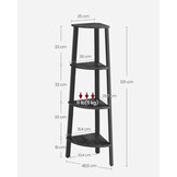 Hoekplank 4-laags ladderplank industrieel design houtskoolgrijs matzwart 33.4x33.4x125 cm