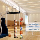 Zwarte Ballenstandaard met 5 Lagen en Mesh Opbergzak - 114 x 26 cm