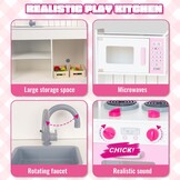 WOODENFUN Speelkeuken voor kinderen 3-8, Houten Kids Play Keuken Speelset Chef Pretend Play Set voor Peuters w, Speelgoed Keuken Geschenken voor Jongens Meisjes (Large Wit)