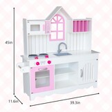 WOODENFUN Speelkeuken voor kinderen 3-8, Houten Kids Play Keuken Speelset Chef Pretend Play Set voor Peuters w, Speelgoed Keuken Geschenken voor Jongens Meisjes (Large Wit)