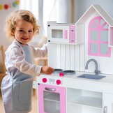 WOODENFUN Speelkeuken voor kinderen 3-8, Houten Kids Play Keuken Speelset Chef Pretend Play Set voor Peuters w, Speelgoed Keuken Geschenken voor Jongens Meisjes (Large Wit)