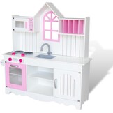 WOODENFUN Speelkeuken voor kinderen 3-8, Houten Kids Play Keuken Speelset Chef Pretend Play Set voor Peuters w, Speelgoed Keuken Geschenken voor Jongens Meisjes (Large Wit)