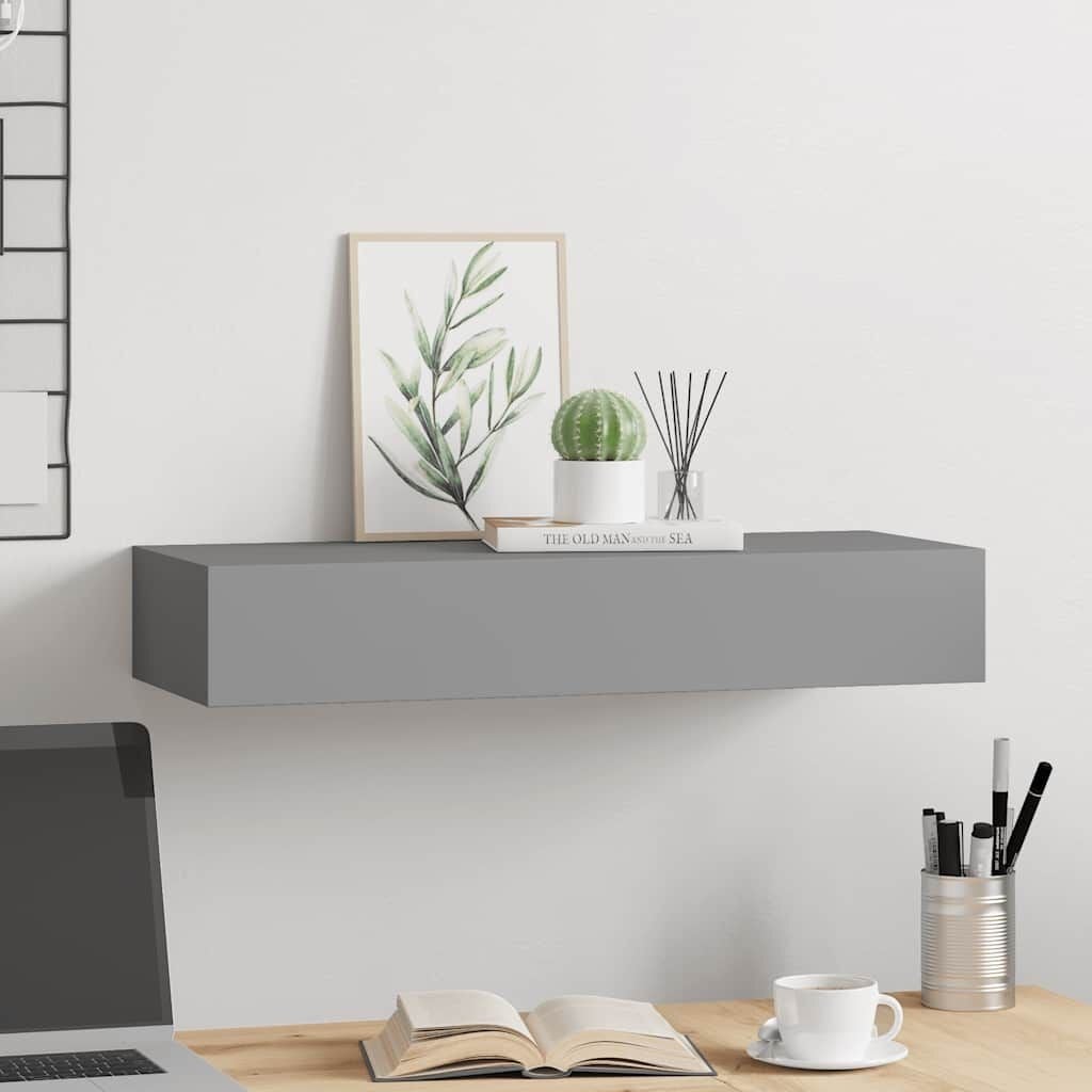 vidaXL Wandschap met Lade - 60cm - Grijs - 69% Korting
