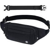 WATERFLY Buiktas Heuptas Heren Dames: Kleine Riemtas Sport Bum Hip Bag Mannen Vrouwen Heup Fanny Pack met Verlengingsriem voor Reizen Wandelen Hondentraining Outdoor, zwart, Small