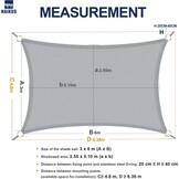 HAIKUS Zonnezeil, rechthoekig, 3 x 6 m, 6 x 3 m, PES, waterdicht, duurzaam, 95% uv-bescherming, voor buiten, tuin, terras, crème