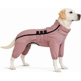 Warme hondenjas dubbele lagen hondenvest, 11 poten bedekt winddicht waterdicht reflecterend warm hondenvest outdoor schaatsen hondenkostuum voor kleine middelgrote grote honden lotus roze 3XL