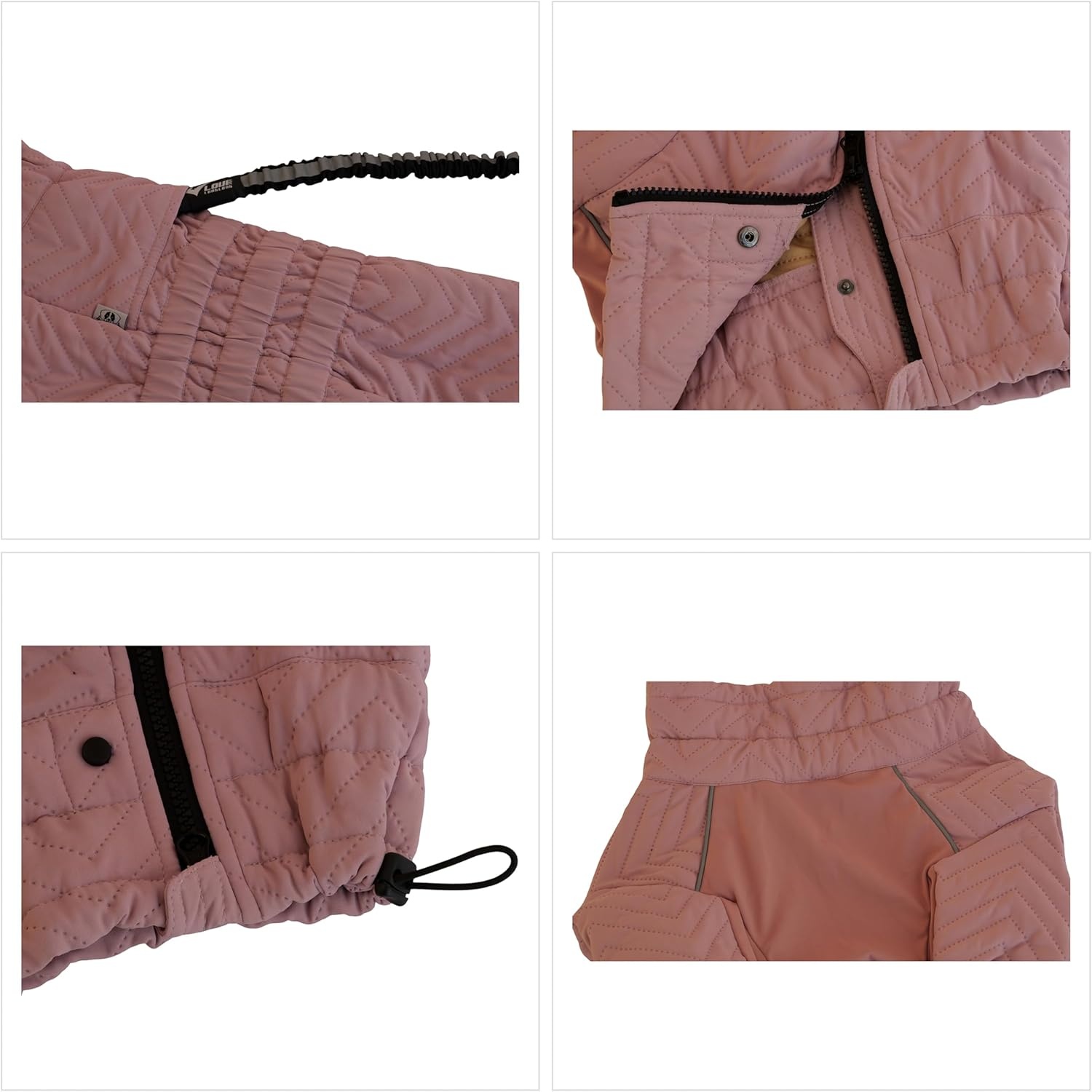 Warme hondenjas dubbele lagen hondenvest, 11 poten bedekt winddicht waterdicht reflecterend warm hondenvest outdoor schaatsen hondenkostuum voor kleine middelgrote grote honden lotus roze 3XL