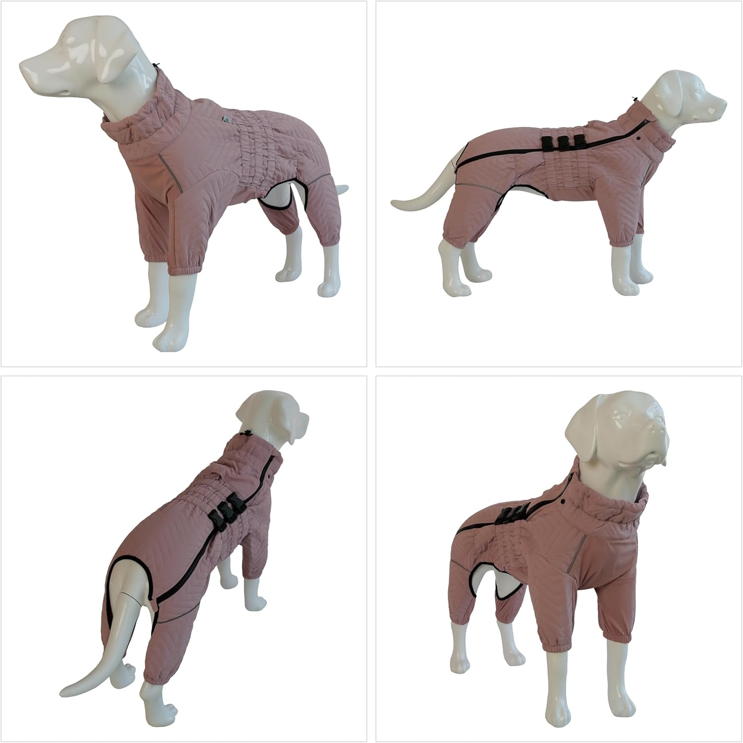 Warme hondenjas dubbele lagen hondenvest, 11 poten bedekt winddicht waterdicht reflecterend warm hondenvest outdoor schaatsen hondenkostuum voor kleine middelgrote grote honden lotus roze 3XL