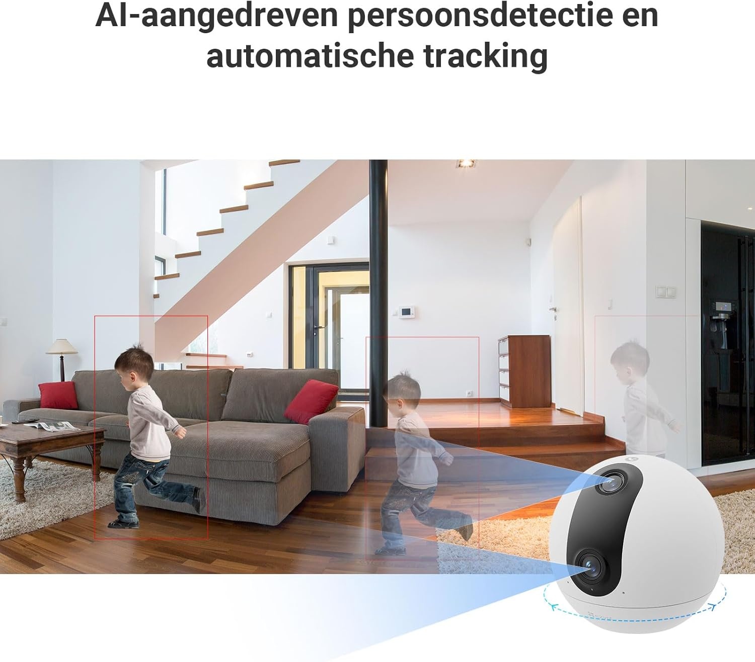 EZVIZ C60p 2K+2K 360° Indoor Beveiligingscamera Binnen Wifi met Dubbele Lens, Automatische Tracking, Persoonsdetectie, Tweerichtingsaudio, 10m Nachtzicht, Patrouille/Privacymodus, Wifi 6