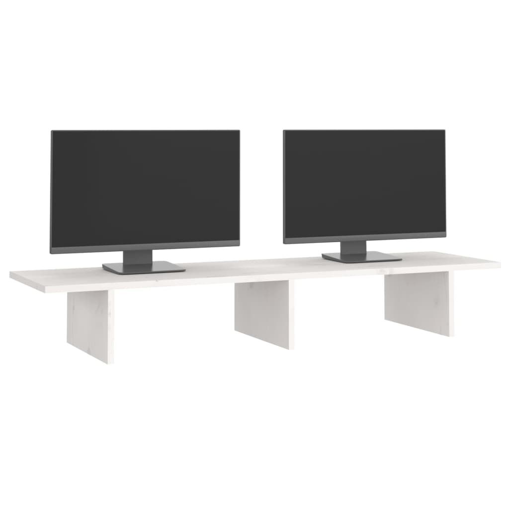 vidaXL Monitorstandaard Grenenhout Wit - 75% Korting
