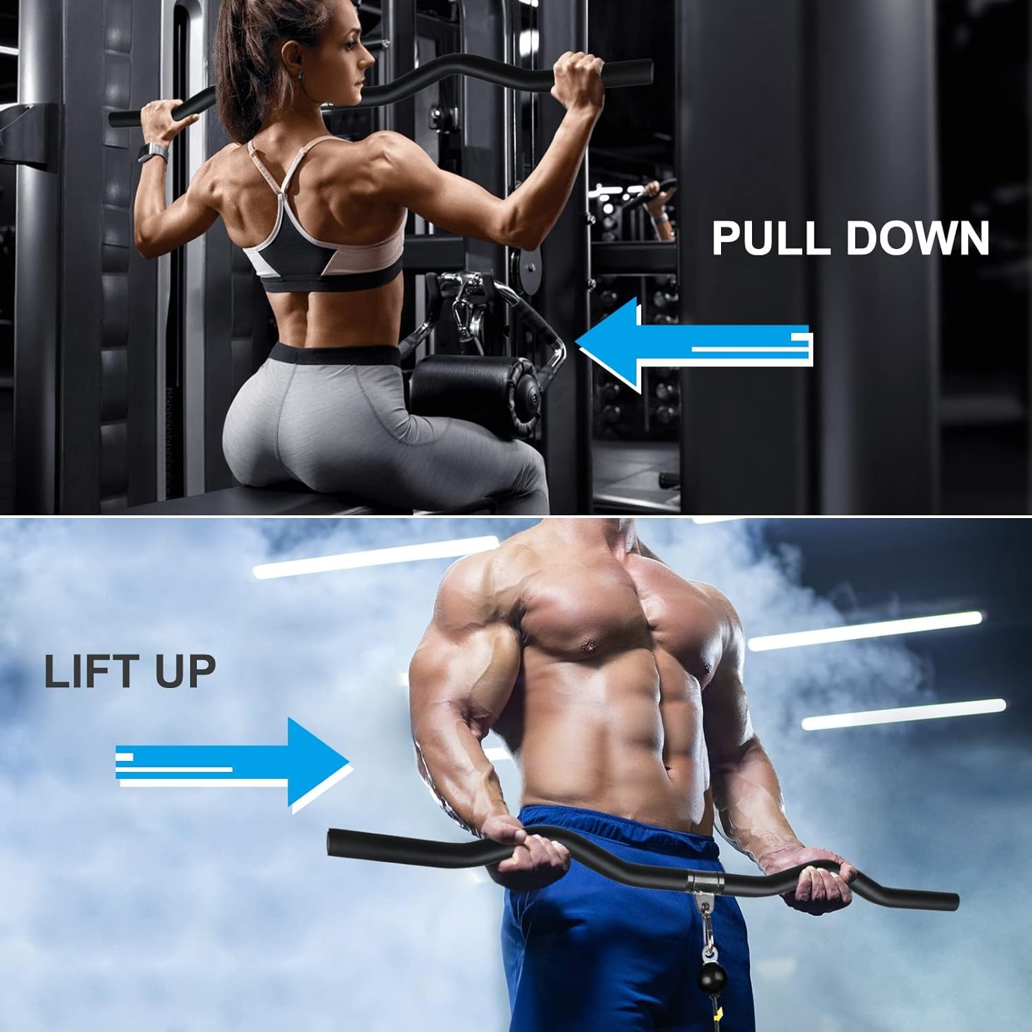 Lat Pulldown Bar, Trekstang Kabelmachine Bijlagen voor Home Gym Multifunctionele Lat Balk Fitness-Pull-Upstang Krachttraining