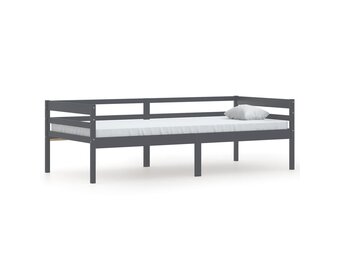 vidaXL Bedframe massief grenenhout donkergrijs 90x200 cm